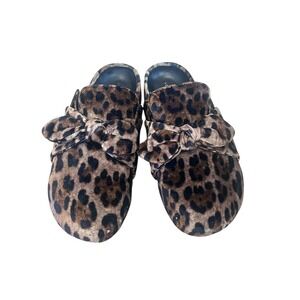 Loeffler Randall Bree Studded Clogs Velvet Leopard Print With Bow Size 8
